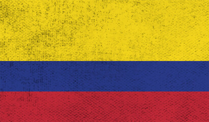 Grunge Columbia flag. Columbia flag with waving grunge texture.
