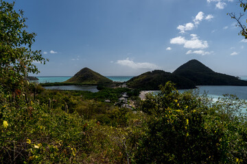 A high angle view of Pearns Point and Hermitage, Antigua and Barbuda WI.