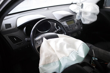 Damaged car airbag