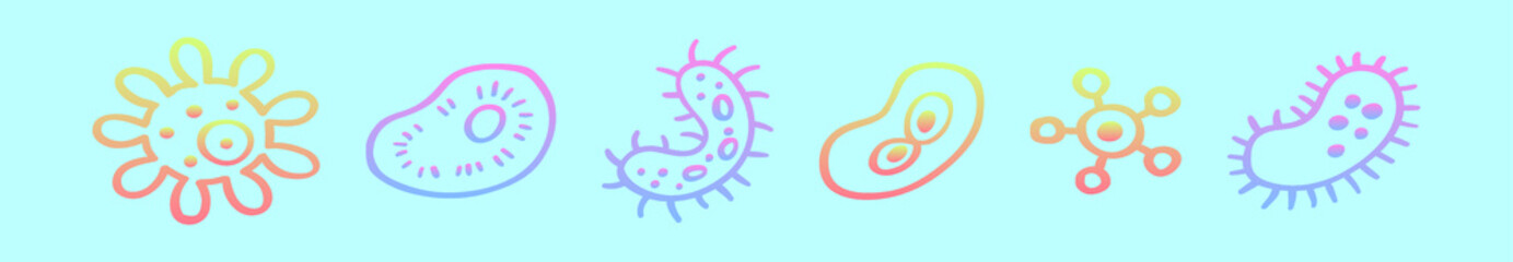 set of bacteria cartoon icon design template with various models. vector illustration isolated on blue background