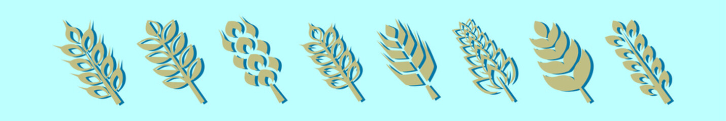 set of wheat stalks cartoon icon design template with various models. vector illustration isolated on background