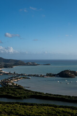 Fototapeta premium High angle view of Jolly Harbour, Antigua and Barbuda WI.