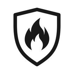 Shield with fire sign. fire shield Vector icon. Vector shield icon. Protection icon. Shield vector icon.