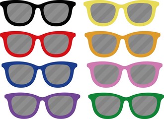 Vector illustration of sunglasses of different colors
