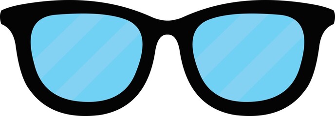Vector illustration of an emoticon of black glasses with their lenses with transparency