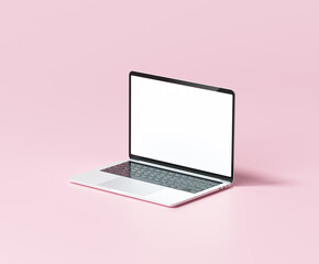 Laptop mockup with blank white screen for your design. 3d render illustration
