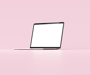 Laptop mockup with blank white screen for your design. 3d render illustration