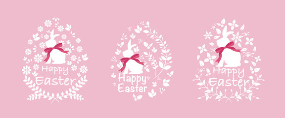 Happy Easter concept design, Set of decorative easter elements. Vector illustration. イースターデコレーションイラスト、イースターオーナメント