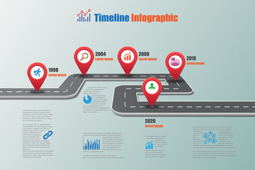 Business road map timeline infographic icons designed for abstract background template milestone element modern diagram process technology digital marketing data presentation chart Vector illustration