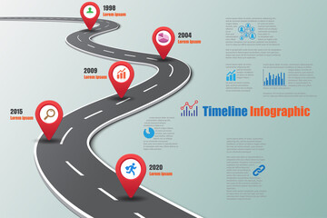 Business road map timeline infographic icons designed for abstract background template milestone element modern diagram process technology digital marketing data presentation chart Vector illustration