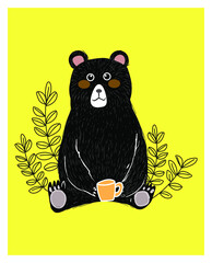 Funny bear icon symbol vector illustration.