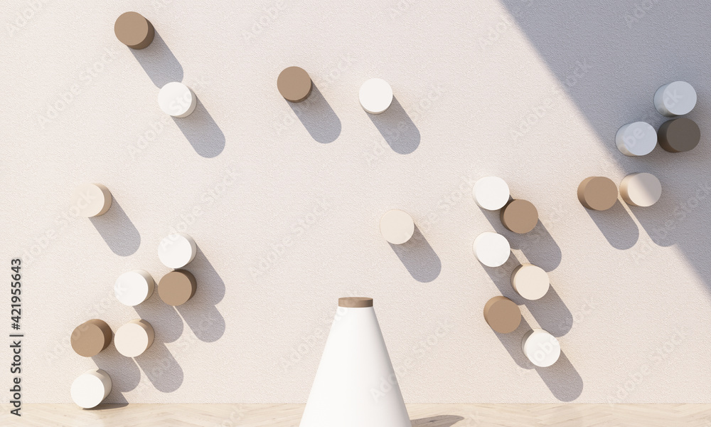 Poster minimal 3d rendering scene with podium and abstract background. geometric shape in pastel colors wit