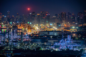 Fototapeta na wymiar The lights of the city at night. Taken in Thailand. Cityscape.
