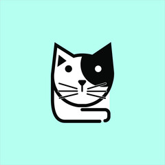 Fototapeta premium Cute cat icon symbol logo vector illustration. Pet animal character.