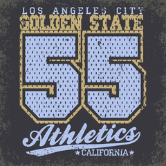 Los Angeles, California typography.  Athletic print for t-shirt design. Graphics for sport apparel. Collection of tee shirt badge. Vector illustration..