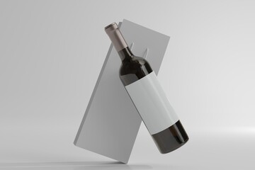 Red Wine Bottle with Empty Label
