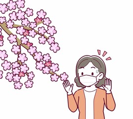 マスクをしたまま花見をする人