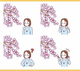 マスクをしたまま花見をする人