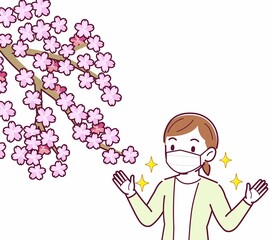 マスクをしたまま花見をする人