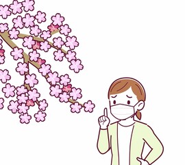 マスクをしたまま花見をする人