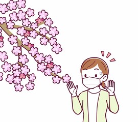 マスクをしたまま花見をする人