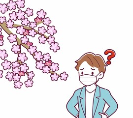 マスクをしたまま花見をする人
