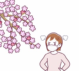 マスクをしたまま花見をする人