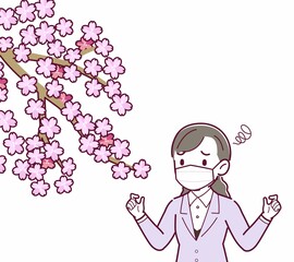 マスクをしたまま花見をする人