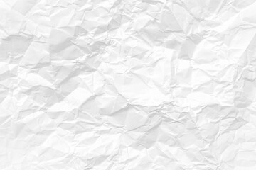 White crumpled paper texture background. Clean white paper. Top view.	
