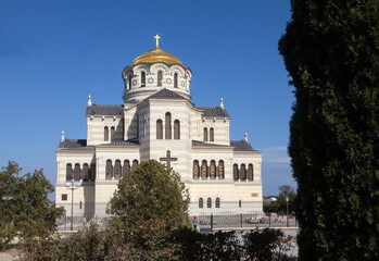 Fototapeta na wymiar Vladimirsky Cathedral in Chersonesos in Sevastopol, in the Crimea. Russia. Travel concept.