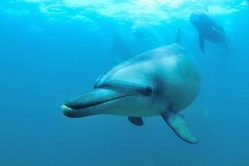 日本海、能登島のイルカの家族