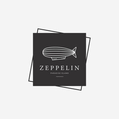 Creative Badge of Zeppelin Line Art Vintage Logo, Illustration Design of Air Balloon Transport, Vector of Airship Concept © PyruosID