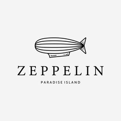 Simple Zeppelin Line Art Logo, Illustration of Air Transportation Concept, Design Vector Air Balloon