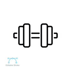 weight dumbbell icon. Dumbbell for gym and fitness. muscle lifting. Bodybuilder one hand barbell.  sport equipment. outline style editable stroke Vector illustration design on white background. EPS 10