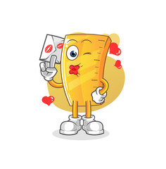 ruler hold love letter illustration. character vector