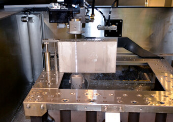 Electroerosive metal working close-up.