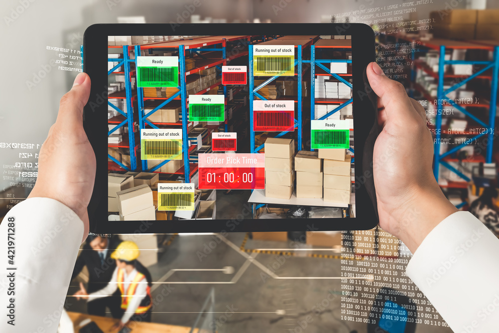 Poster smart warehouse management system using augmented reality technology to identify package picking and