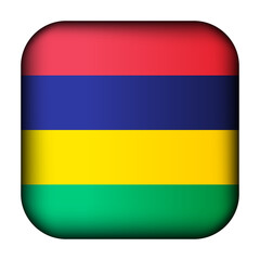 Fototapeta premium Glass light ball with flag of Mauritius. Squared template icon. Mauritian national symbol. Glossy realistic cube, 3D abstract vector illustration highlighted. Big quadrate, foursquare