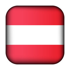 Glass light ball with flag of Austria. Squared template icon. Austrian national symbol. Glossy realistic cube, 3D abstract vector illustration highlighted. Big quadrate, foursquare