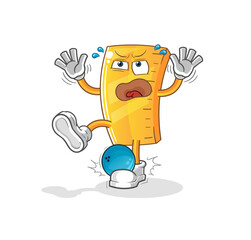 ruler hiten by bowling cartoon. cartoon mascot vector