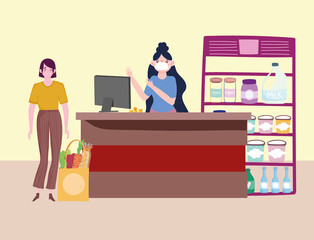 cashier groceries store