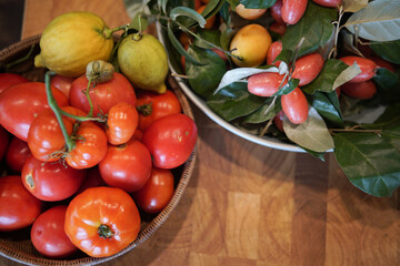 tomatoes, lemon, Indian ivy-rue in kitchen