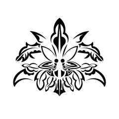 Stylized pattern from the elements of the ornament. There is a black line in the picture. Tattoo. Image for your design and decor. Lace. Isolated. Vector