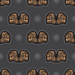 Colored Seamless pattern with Damask element. Good for backgrounds and prints. Vector illustration.