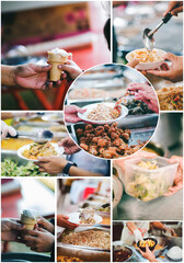 Fototapeta premium The concept of donating food and sharing food to the poor