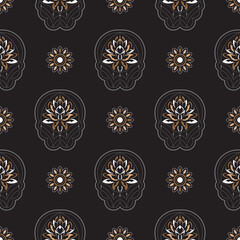 Dark lotus seamless pattern. Good for backgrounds and prints. Vector