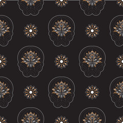 Dark lotus seamless pattern. Good for covers, fabrics, postcards and printing. Vector