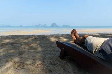 Relaxation on the beach chair at Tubkaak beach, Krabi