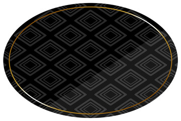 楕円形のフレーム　ブラック＆ゴールド　全面に入子菱模様