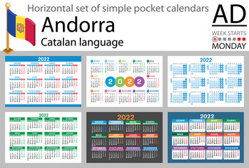 Catalan horizontal pocket calendar for 2022